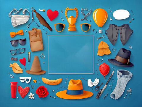 Happy Father's Day card over a blue background with hand-drawn objects for men. Vector illustration design.