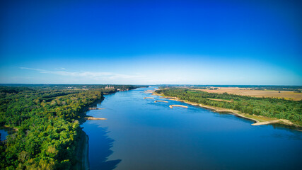 Poster - Mississippi River Port with a tiny island in the center