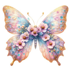 Wall Mural - Gilter Butterfly Flowers Clipart