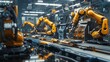 © Piyaphorn - A futuristic industrial scene showcasing robotic arms and 3D printers working in harmony to manufacture advanced components.