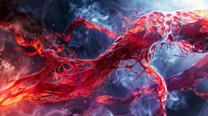 Wall Mural - 3D rendering image depicting the unique properties of cardiac muscle, including rhythmic contractions and synchronization for efficient pumping of blood