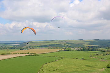 Poster - Paragliders at Golden Ball in Wiltshire	