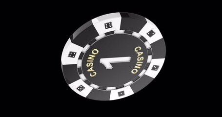 Poster - Casino Token, Poker Chip, turning animation. 3D rendering isolated on transparent background