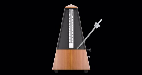 Poster - mechanical metronome, animation seamlessly loopable. 3d rendering isolated on transparent background