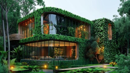 Green City House Concepts hyper realistic 