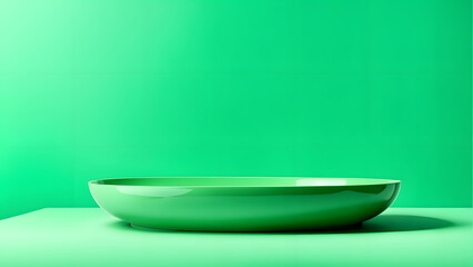 Wall Mural - A green bowl is sitting on a green background