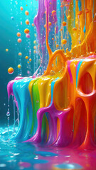Aufkleber - Vibrant pastel color splash and water splash background in underwater scene.