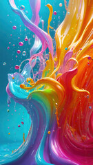 Aufkleber - Vibrant pastel color splash and water splash background in underwater scene.