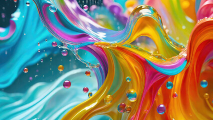 Aufkleber - Vibrant pastel color splash and water splash background in underwater scene.