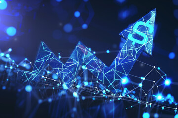 Poster - A blue and white image of a graph with a blue arrow pointing upwards