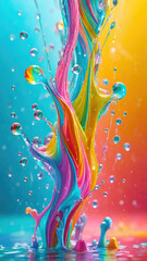 Aufkleber - Vibrant pastel color splash and water splash background in underwater scene.