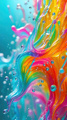 Aufkleber - Vibrant pastel color splash and water splash background in underwater scene.