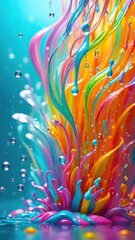 Wall Mural - Vibrant pastel color splash and water splash background in underwater scene.