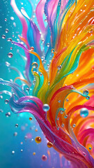 Aufkleber - Vibrant pastel color splash and water splash background in underwater scene.