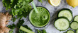 Overhead view of green detox smoothie