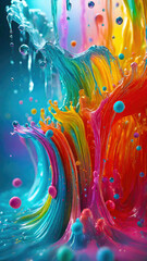 Aufkleber - vibrant pastel color splash and water splash background in underwater scene.