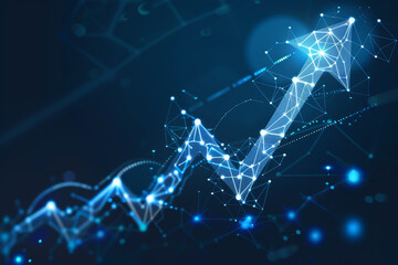 Poster - A blue and white image of a line with a blue arrow pointing upward
