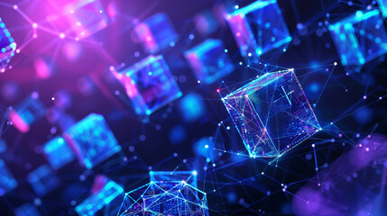 Fototapete - A computer generated image of three cubes in a purple background