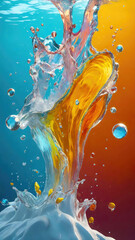Aufkleber - vibrant pastel color splash and water splash background in underwater scene.