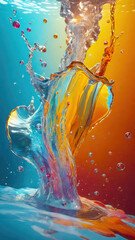 Wall Mural - Vibrant pastel color splash and water splash background in underwater scene.