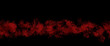 Blood Splatters abstract red ink on black background. Seamless watercolor border. Scary Halloween pattern. For web, decor, design.