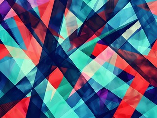 Poster - Vibrant Abstract Geometric Pattern 3D Effect, Bright Colors