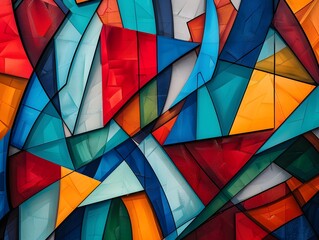 Poster - Vibrant Abstract Geometric Pattern 3D Effect, Bright Colors