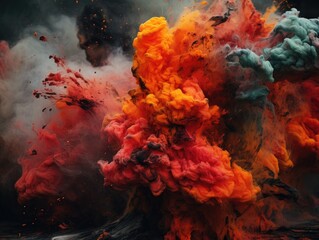 Wall Mural - Dramatic Explosion of Colorful Smoke