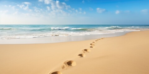 Sticker - Serene Beach Landscape with Footprints