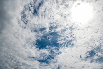 Wall Mural - The sky is blue and cloudy. The clouds are white and fluffy