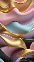 Aufkleber - Pastel color soft and smooth wavy lines abstract background.