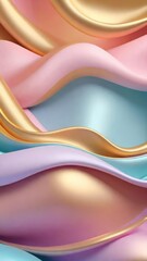 Aufkleber - Pastel color soft and smooth wavy lines abstract background.