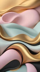 Aufkleber - Pastel color soft and smooth wavy lines abstract background.