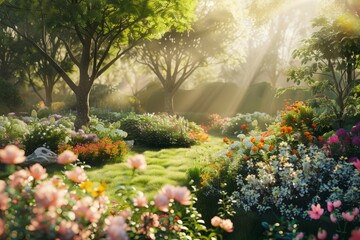 Canvas Print - Sunlit Garden Paradise