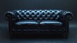   Dark room, black leather couch with studded arms under spotlight