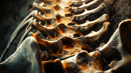 Wall Mural - Close-up of an injured human spine. Spinal fractures. Human health. Medicine and science concept.