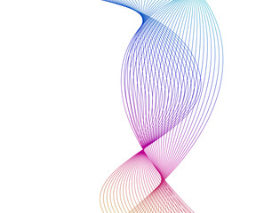 Wall Mural - Design elements. Wave of many lines. Abstract vertical wavy stripes on white background isolated. Creative line art. Vector illustration EPS 10. Colourful waves with lines created using Blend Tool