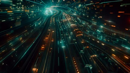 Aufkleber - A microscopic view of data packets being transported through the metaverse's digital highways, highlighting the intricate network infrastructure.