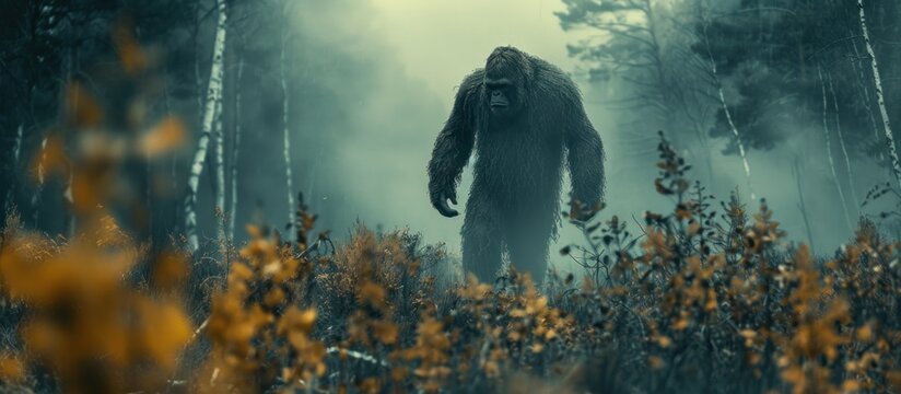 gorilla walking through the forest
