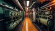 Cruise ship engine room interior with watertight doors.AI generated image