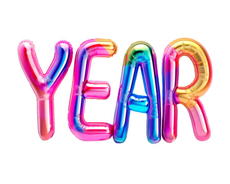 Photo with inflatable neon multicolored letters 