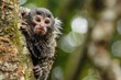 Cute Marmoset Monkey perched on a tree - Wild Primate