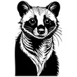 Asian Palm Civet portrait vector hand drawn animal illustration, transparent background