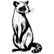 Drawing of Asian Palm Civet sitting drawing, realistic hand drawing line art, pencil sketch, isolated silhouette