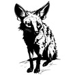 Silhouette of Aardwolf portrait drawing, vector realistic outline animal silhouette, transparent background