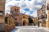 Fototapeta Uliczki - Church of San Juan de Rabanera and regional government (Diputacion Provincial) in the spanish city of Soria in the autonomic province of Castilla y Leon