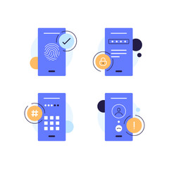 Poster - Mobile data security,Secure payment, personal information security, account protection design concept for landing page