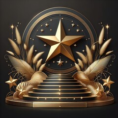 Poster - Graphics background with luxury golden star.