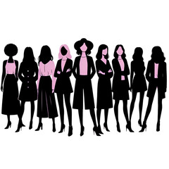 Wall Mural - Silhouettes of women of different nationalities standing side by side. women’s Day.
