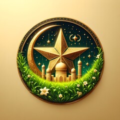 Poster - Graphics background with luxury golden star.